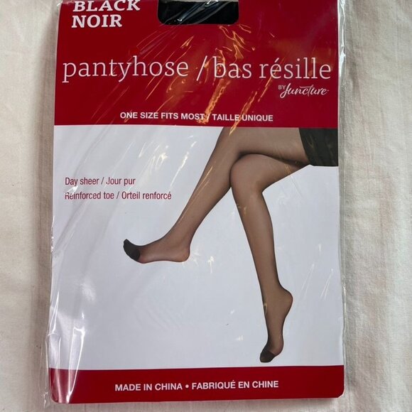 Set 2 Womens Pantyhose Day Sheer Black u Noir Reinforced Toe S M L Transparent - Picture 5 of 5